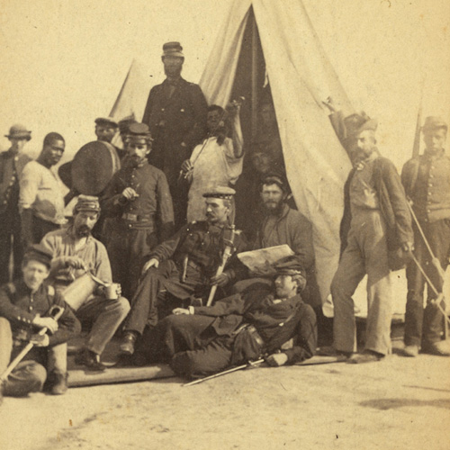 Soldiers of the 79th New York at camp